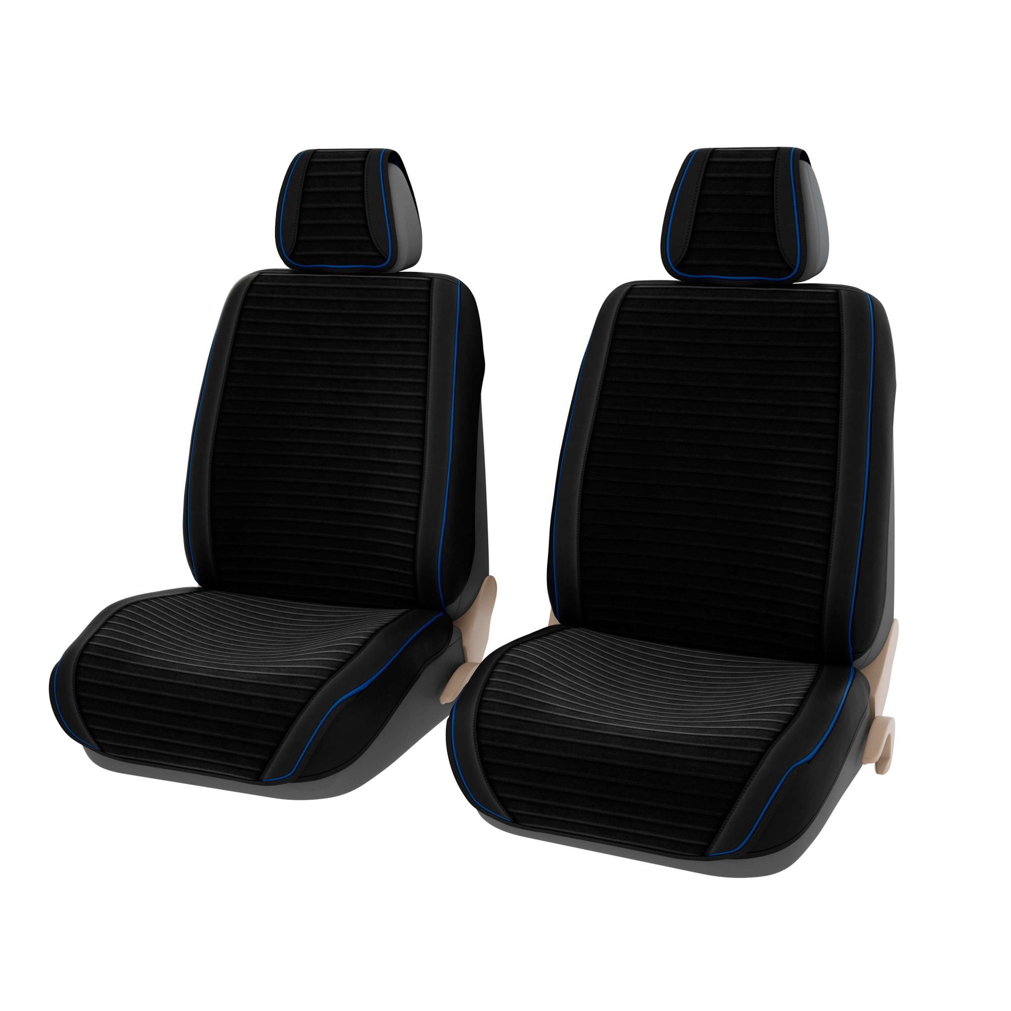 Накидки на передние сиденье с закрытым боком 2D Bliss Черно-Синий кант BLISS